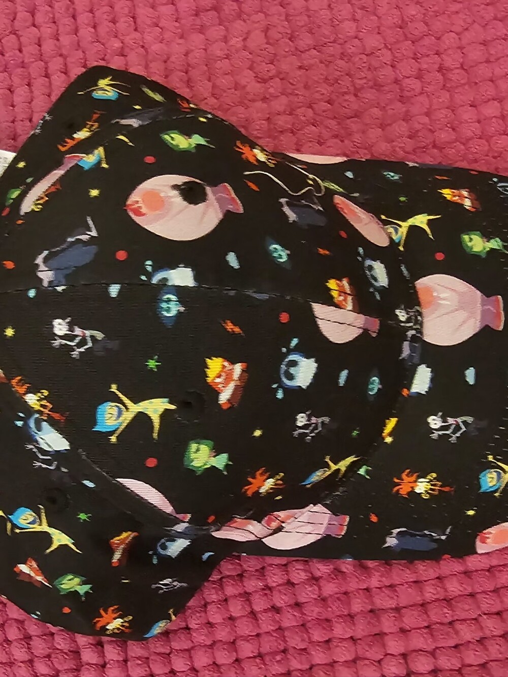 Black Bustier Top with Colorful Fish Print